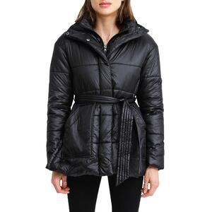 Belle and Bloom Moonrise Belted Puffer Jacket Black - S